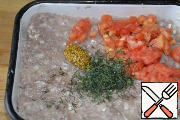 Add finely chopped dense ripe tomatoes, mustard with grains and chopped herbs (I have dill).