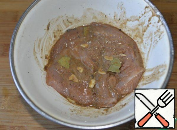 Put the Turkey breast in the marinade and leave for at least 1.5 hours at room temperature.