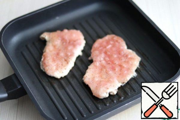 Fry the Turkey breast fillet in a grill pan.....