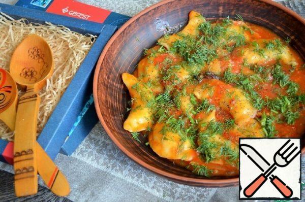 Dumplings with Potatoes in Vegetable Sauce Recipe
