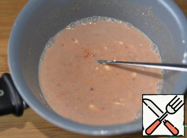 Add a glass of water, salt, sugar, and mix.