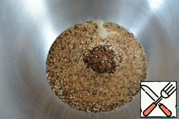An hour or two before mixing, mix ground dried mushrooms with fermented baked milk.