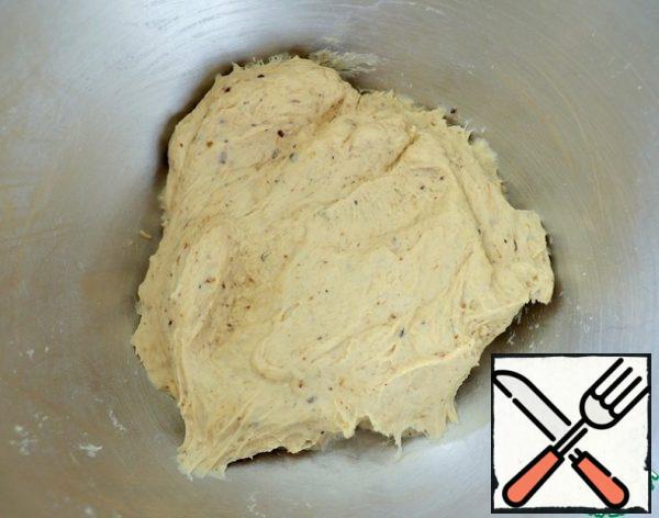 Knead dough. It's slightly sticky.