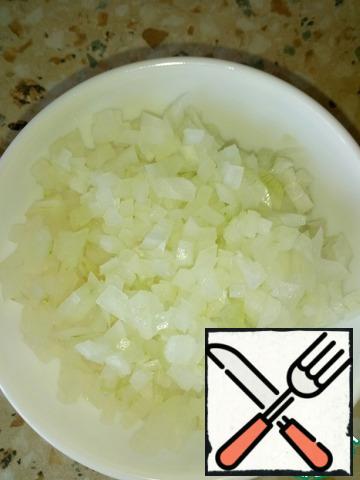 Onion cut into small cubes.
