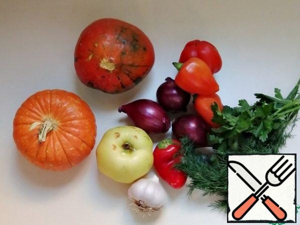The number of products for this snack can be taken in any ratio, based on preferences. You may prefer quince or onion/pumpkin, but the amount of marinade is based on the total weight of these products that have already been peeled.