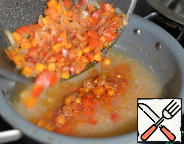 Put the hot "roast" in the soup. Stir.