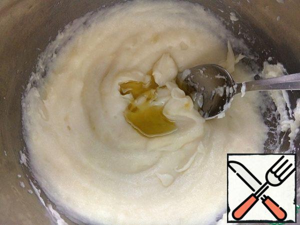 Pour in the olive oil and mix thoroughly again.