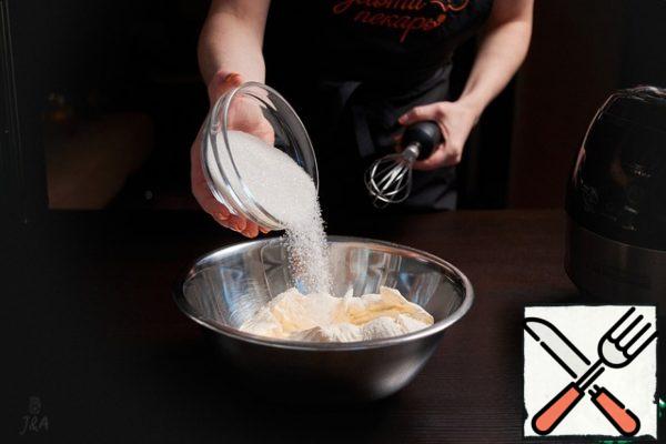 Add sugar to the sour cream.