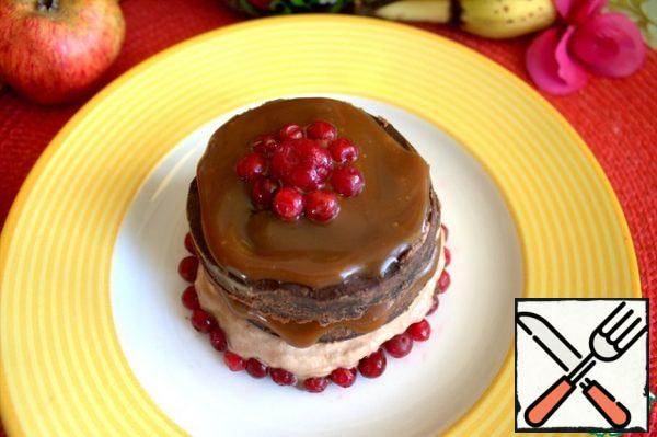 Apply caramel and sprinkle with cranberries for contrast.
