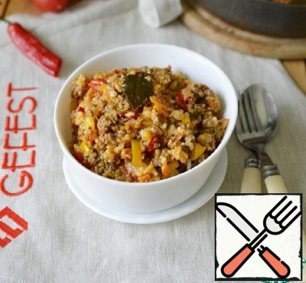 Vegetables with Minced Meat and Rice in a Pan Recipe