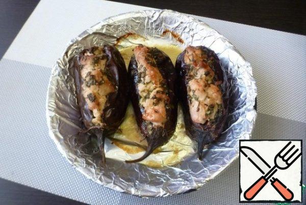 Put the baking sheet in a preheated 200 degree oven for 35-45 minutes. The time depends on the size of the eggplant. The Turkey slices should be browned on top, and the eggplant should be soft.