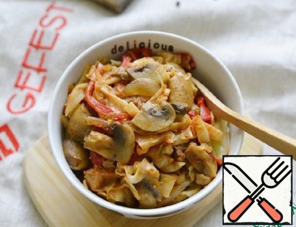 Stewed Cabbage with Mushrooms and Spices Recipe