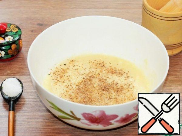 ... ground seasoning and salt, mix.
Salt can be added to taste, but not less than 1 teaspoon.