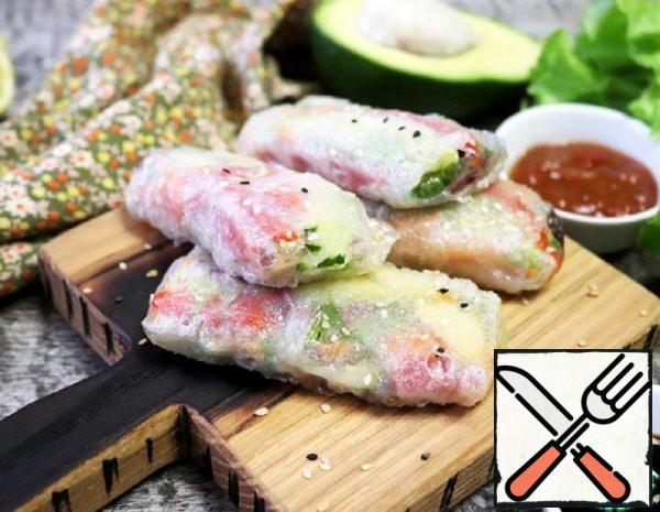 The Spring Rolls with the Stomachs of Turkeys, and Vegetables Recipe
