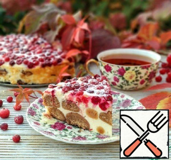 Curd Pie with Cookies "Cranberry" Recipe