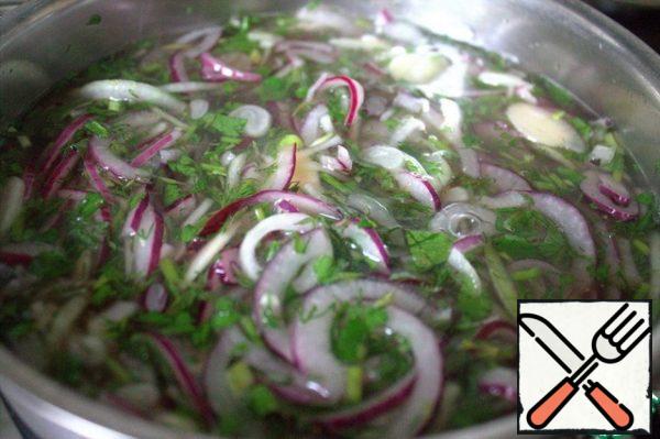 Stir everything in the marinade and leave on the table to cool.