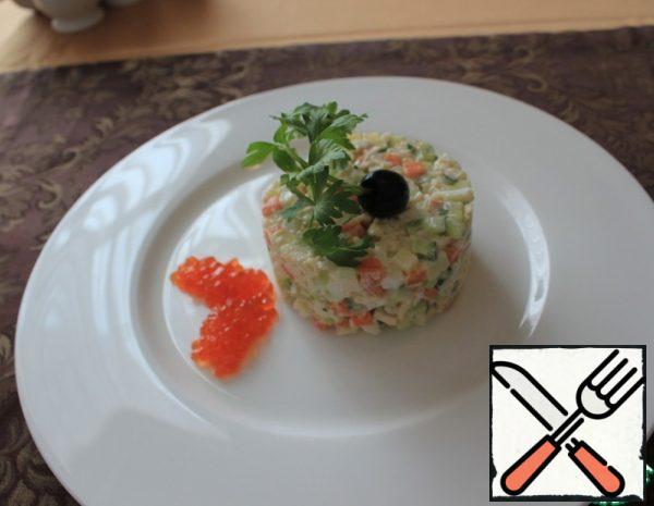 Salad "Olivier with Crab Meat" Recipe