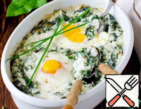 Rice baked with Spinach, Cottage Cheese and Eggs Recipe