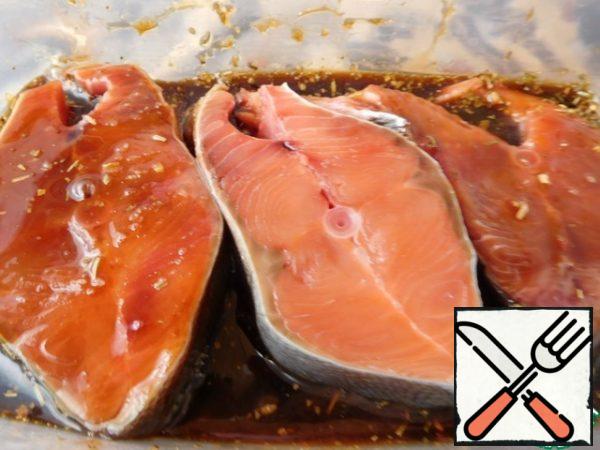 As far as I know, it is not recommended to marinate fish in Narsharab sauce for more than 15 minutes.