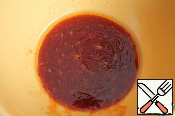 Mix the orange zest, paprika, mustard, honey, ketchup, oil and salt in a bowl.