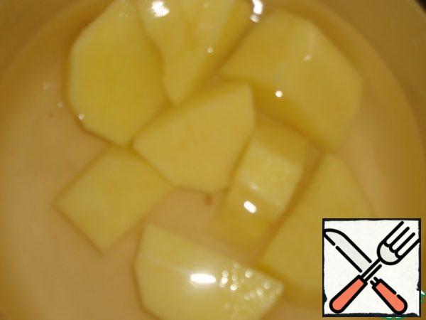 Peel the potatoes and cook until tender.