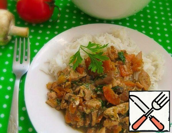 Chicken Meat in Carrot and Mushroom Sauce Recipe