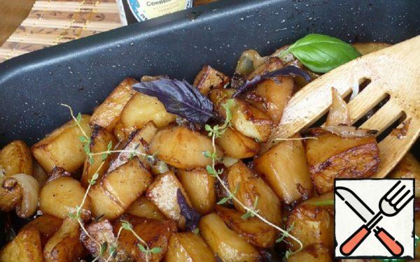 Potato Slices baked with Onions Recipe
