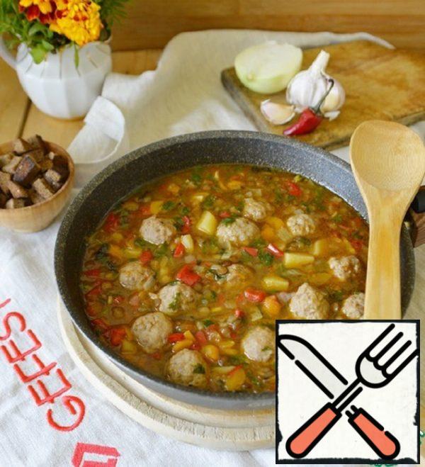 Italian Soup with Lentils, Vegetables and Meatballs Recipe