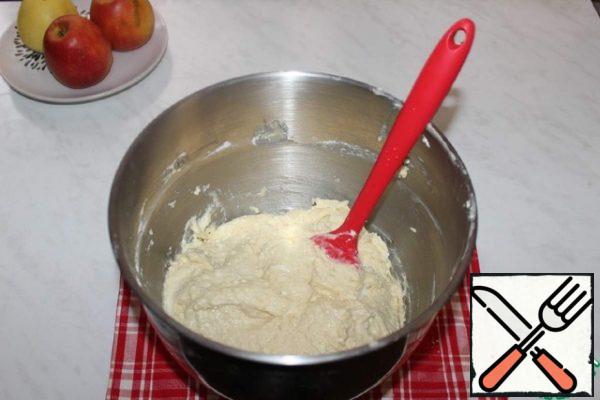 Stir. The dough should be thick.