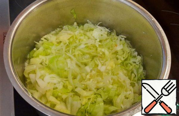 Five minutes was enough for me. The cabbage has decreased in volume.