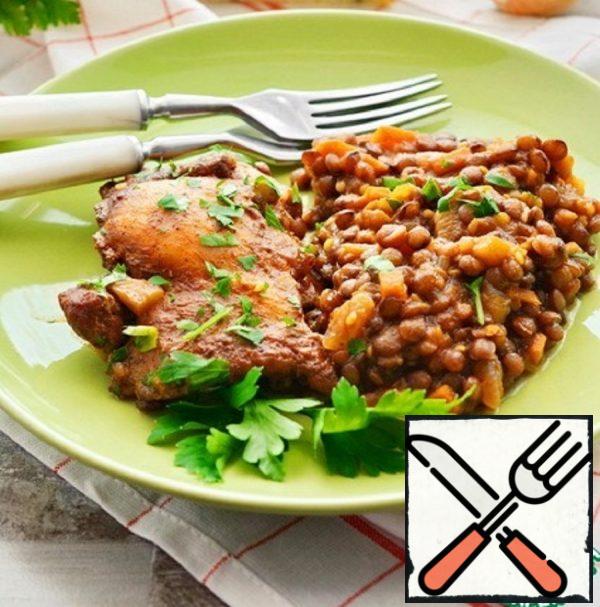 Chicken with Lentils in Tomato Sauce Recipe