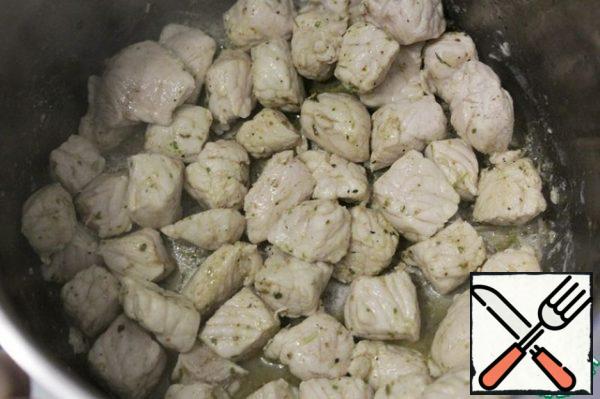 Season the meat with salt and pepper, you can add dry herbs and spices to taste.