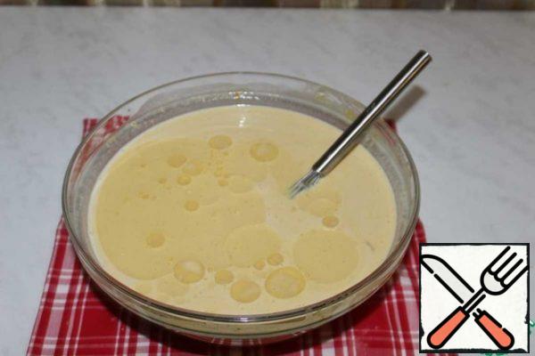 Add vegetable oil. Stir.