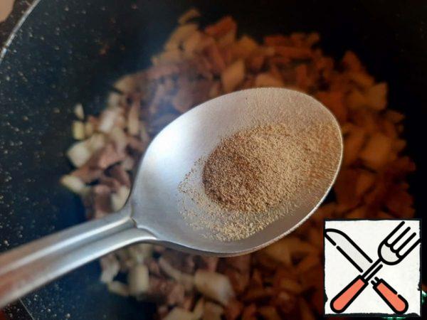 Add the onion to the meat, add just a little salt and pepper (the seasoning I use has salt, so I add just a little salt).