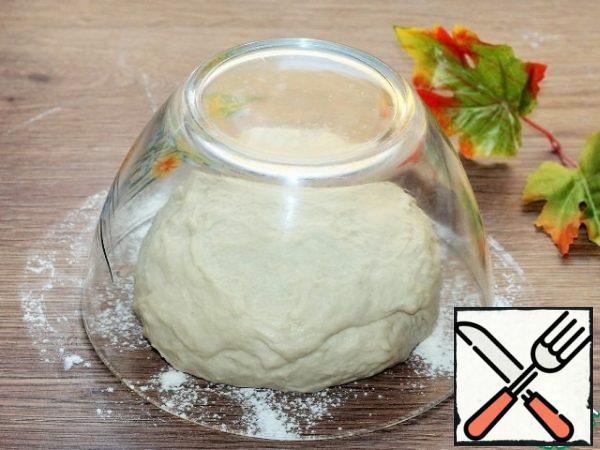 Lubricate the bun with vegetable oil and cover with a bowl, leave for 30 minutes, on the table.