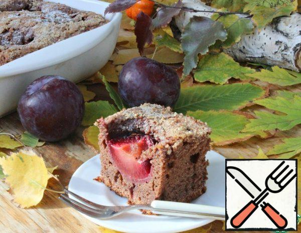 Plum Cake with Cocoa and Nuts Recipe
