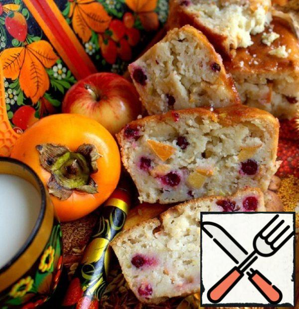 Semolina Cake with Persimmon and Cranberries Recipe