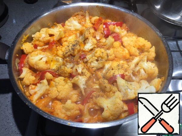 Salt, pepper and mix. Remove from heat after 5 minutes.