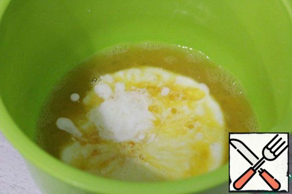 Pour in the yogurt and mix until smooth.
