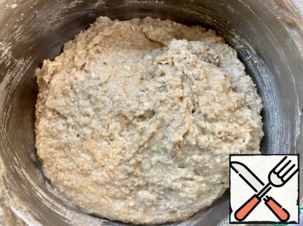 The dough should look like pasty cottage cheese.