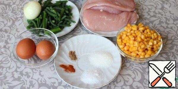 I will fry chicken fritters in classic sunflower oil.
For cooking, I take frozen garlic arrows. Ideally, they should be fresh. But also with frozen it turns out very tasty.