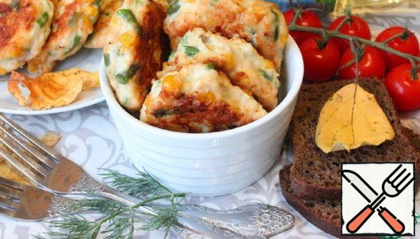 Chicken Fritters with Garlic Arrows Recipe