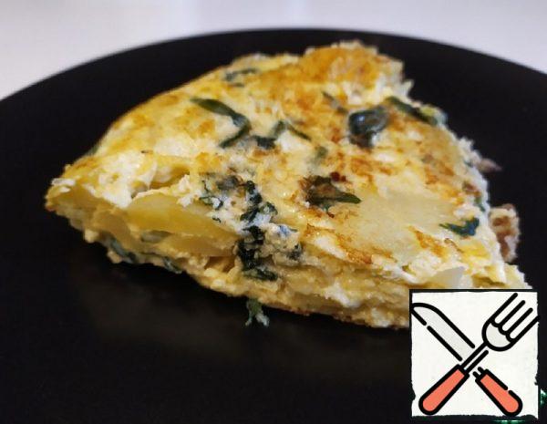 Spanish Omelette with Cheese and Spinach Recipe