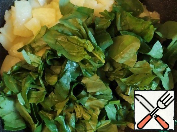 Add the spinach and fry until wilted.