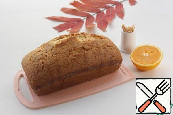 On the finished cake, apply frequent injections with a toothpick and soak in orange juice