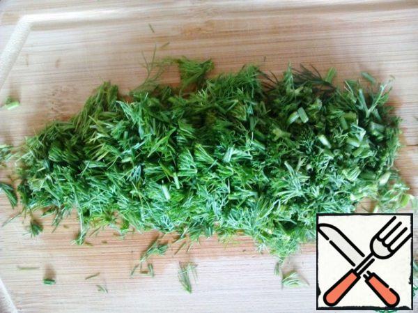 Finely chop the greens.
