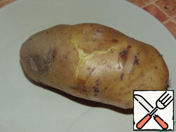 Wash the potatoes and boil them.