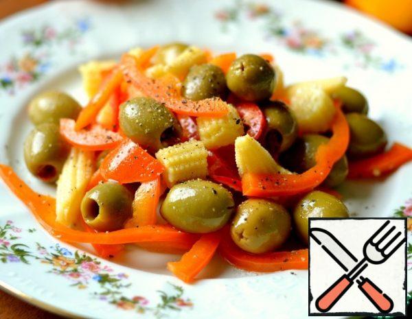 Salad with Corn, Olives and Pepper Recipe