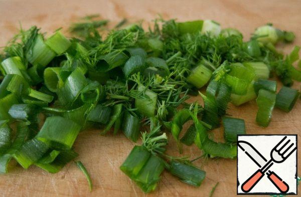 Cut the greens and green onions.