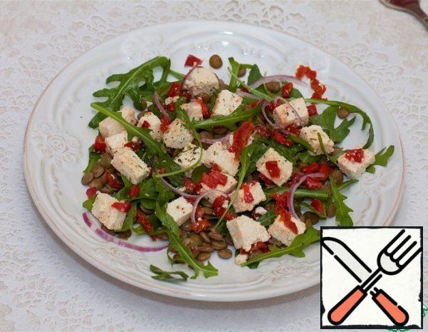 Salad with Lentils, Arugula and Tofu Recipe